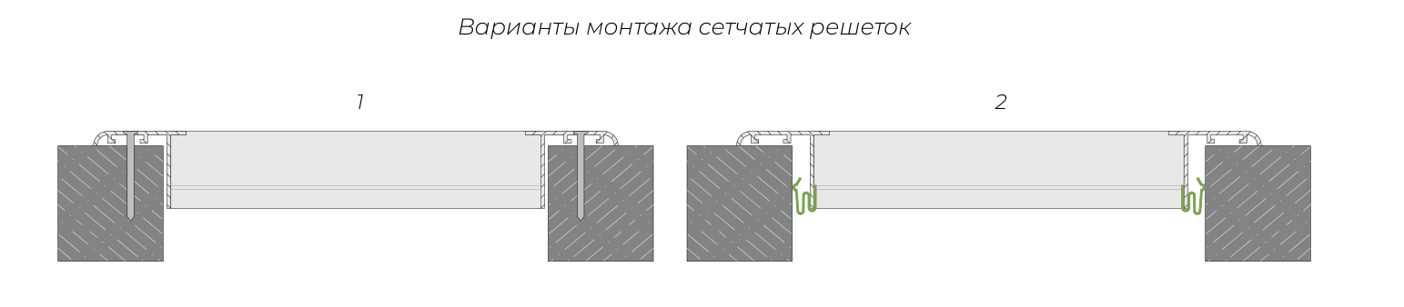 Варианты монтажа решётки РС