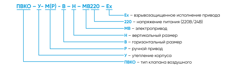 Пример заказа клапана ПВКО-EX